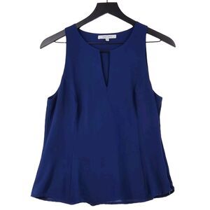 Naked Zebra Tank Medium Navy Keyhole Princess Seams Lined Side Zip Career Office